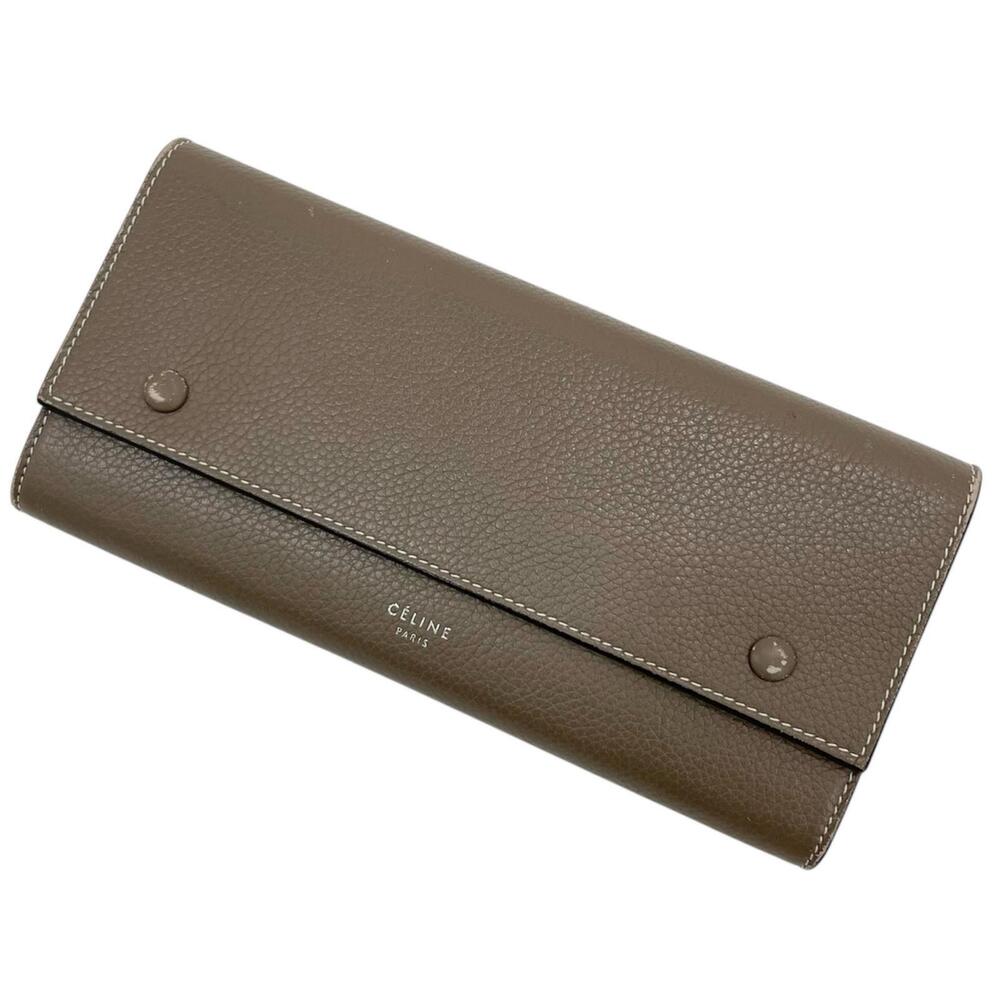 Celine Multifunction Bi fold Long Wallet Gray x Yellow